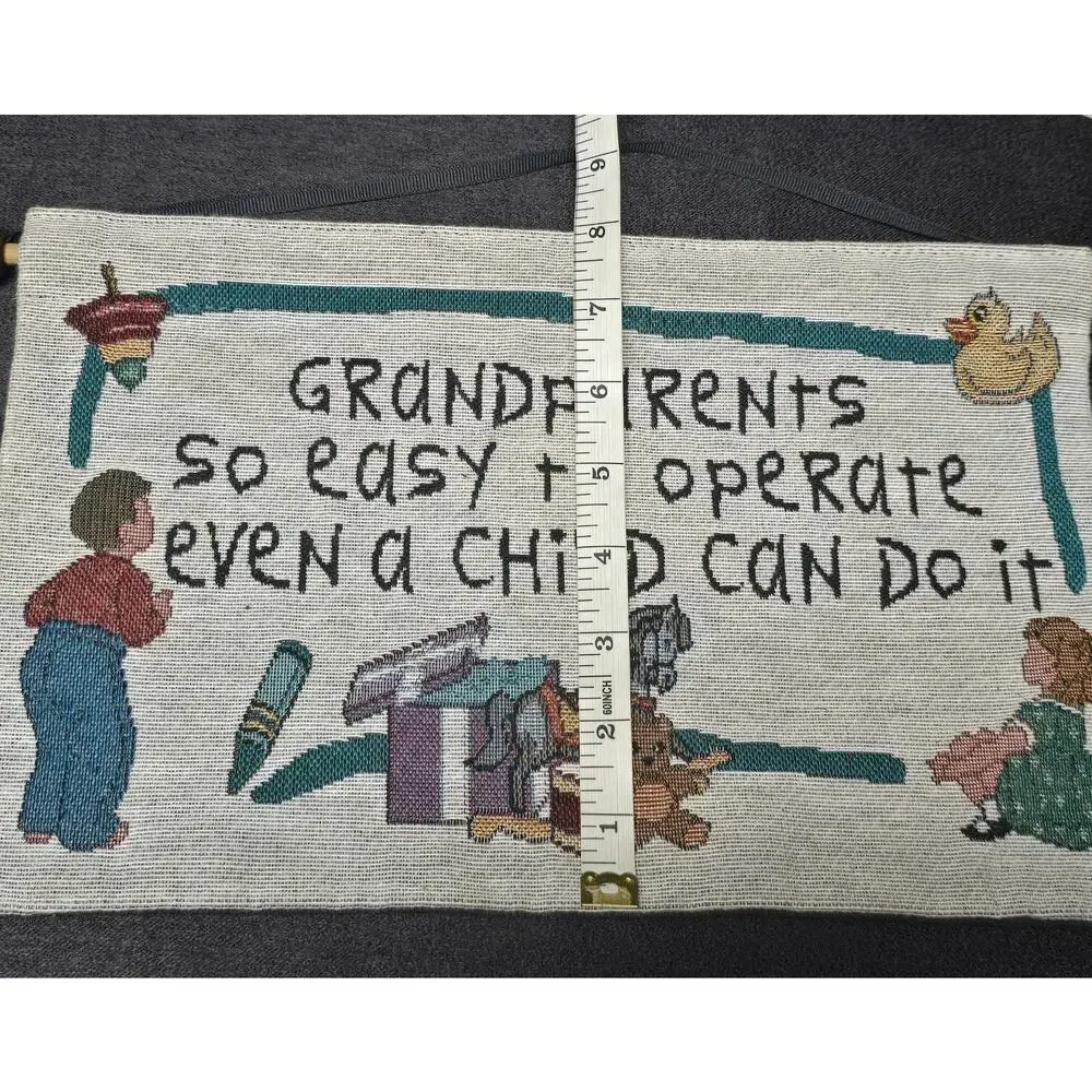 Grandparents Easy To Operate A Child Can Do It Embroidered Hanging Wall Decor